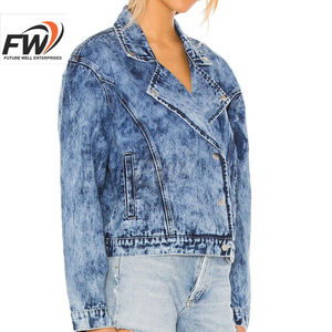 Fabricant pakistanais – Meilleur prix – OEM – Vestes en jean pour femmes, design personnalisé, couleur denim, polyester/coton, lavées, automne/hiver, haute qualité - Product Image 2