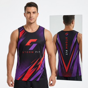 Débardeur sans manches pour homme Storm Fit, imprimé par transfert thermique, 100% polyester, séchage rapide, col rond, vêtements de sport, 180g non tissé - Product Image 1