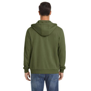 Sweat à capuche zippé pour homme en molleton 100% coton épais, style vintage délavé, avec fermeture éclair bidirectionnelle, motif uni, idéal pour l'hiver - Product Image 2