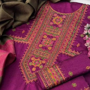 Baju Bordir Tangan Motif Lawn / Salwar Kameez Pakistan Musim Panas - Anti Kusut Cepat Kering Harga Grosir Murah India Pakistan - Product Image 3