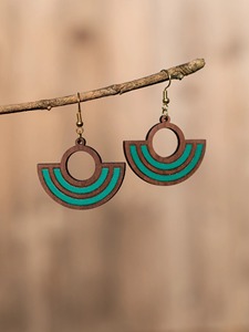 Boucles d'oreilles en bois style clou, minimalistes, finition lisse, prix usine, vente en gros - Product Image 2