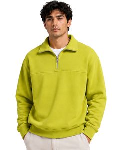 Lime Green <b>Men</b> Oversized Quarter Zip Sweatshirt <b>Pullover</b> Fleece Long Sleeve Casual Streetwear Sweater Custom Heavy Cotton Top - Product Image 1