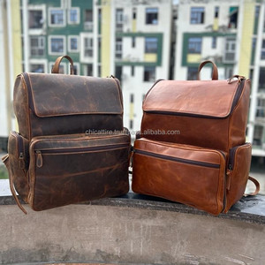 New Arrival Real Vintage Brown Crunch Leather Oversize <b>Travel</b> Backpack Personalized Unisex Hipster <b>Cushion</b> Padding Leather Bags - Product Image 4