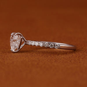 Anillo de Oro Sólido de 14K con Diamante de Laboratorio Corte Corazón, Banda Pavé, Joyería para Propuesta de Matrimonio, Anillo Fino Hecho a Medida - Product Image 5