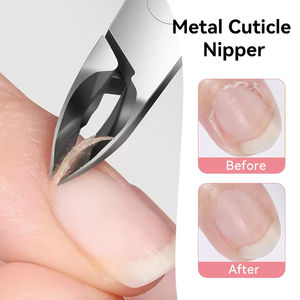 Coupe-cuticules courbé en acier inoxydable, pinces à ongles, ciseaux de manucure, éliminateur de peaux mortes, coupe-ongles à double fourche à ressort, outils pour les ongles - Product Image 2