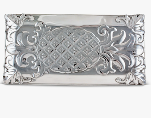 Plateau décoratif personnalisé en aluminium, forme rectangulaire, finition argentée, texture gaufrée à motif floral, organiseur - Product Image 5
