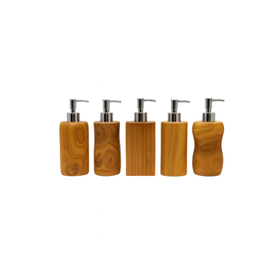 ARTERRA Distributeur de savon de salle de bain de luxe moderne, durable et écologique, en bois de teck, flacon de lotion liquide pour les mains en acier inoxydable - Product Image 1