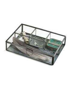 Élégante boîte à bijoux carrée en verre avec cadre en bronze et fermeture à couvercle pour le rangement - Product Image 4