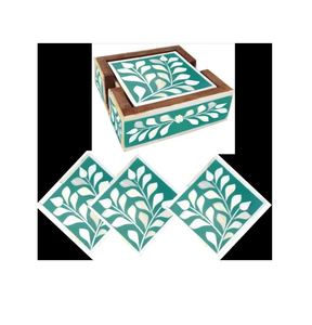 Bone Inlay Coaster Stylish Coasters <b>Table</b> <b>Protectors</b> for Hot/Cold Drinks Black White Triangular Pattern Non-Slip Coaster - Product Image 2