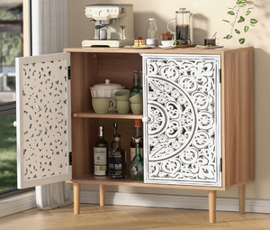 Meuble de cuisine moderne en bois massif, armoire de rangement haute avec tiroirs, étagères réglables, buffet autoportant, écologique et résistant à l'eau - Product Image 5