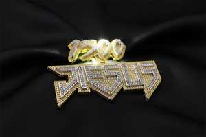 Pendentif unisexe style Hip Hop en argent sterling plaqué or 18 carats et rhodium, entièrement serti de moissanite, motif Jésus 1500 - Product Image 4