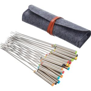 24 fourchettes à fondue en acier inoxydable de 9,5 pouces avec manche résistant à la chaleur, bâtonnets à fondue pour fromage, chocolat, guimauves et grillades - Product Image 1