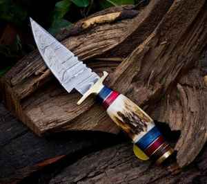 Cuchillo de caza de acero de Damasco personalizable, de alta calidad, hecho a mano, con mango de madera, OEM, más vendido. - Product Image 5