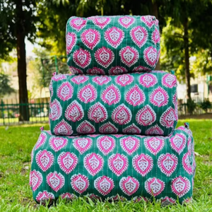 Wholesale Cotton Women Travel Makeup <b>Toiletry</b> Pouch Custom Handmade Monogram Floral Quilted Cosmetic <b>Bag</b> - Product Image 1