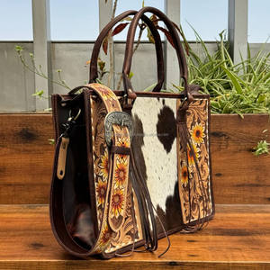 กระเป๋าสะพายไหล่หนังวัว, กระเป๋าโท้ทหนังวัวความจุขนาดใหญ่ออกแบบใหม่ - Product Image 4