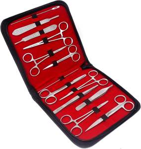 Kit d'instruments chirurgicaux vétérinaires professionnels de 53 pièces en acier inoxydable, ciseaux, pinces, manche de scalpel, CE - Product Image 2