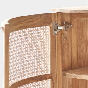 Aparador Moderno Japandi de Madera de Teca Sólida con Puertas de Mimbre Natural, Mueble Ecológico para TV Estilo Rústico con Almacenamiento - Product Image 5