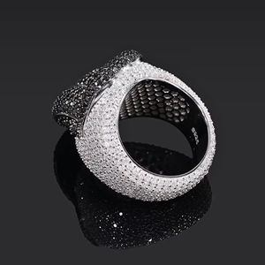 Men's Rhodium Plated 925 Silver <b>Cocktail</b> <b>Ring</b> With Black Diamond Pave Insect Design Hiphop Style - Product Image 2