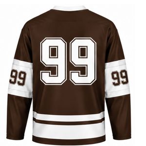 Men Brown <b>Ice</b> Hockey Jersey Long Sleeve Polyester Athletic Team Uniform Training Sports Wear Apparel - Product Image 2