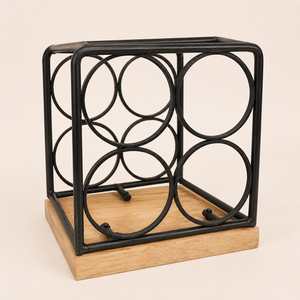 Modern 6 Bottle Tabletop <b>Wine</b> Rack Small Wooden and Metal Countertop <b>Wine</b> Holder for Home Bar Kitchen Pantry Decor & <b>Wine</b> Stand - Product Image 6