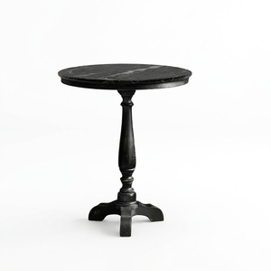 Low MOQ <b>Round</b> Marble Top <b>Side</b> <b>Table</b> With Wooden Ball Base Contemporary Design For Living Room - Product Image 5