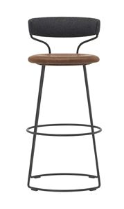 Chaise de bar industrielle moderne en métal avec siège rembourré, tabouret haut pour restaurant, café, comptoir de cuisine - Product Image 3