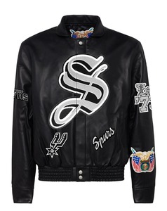 Chaqueta de Cuero Estilo Inglés Antiguo de los San Antonio Spurs, Color Negro - Product Image 1