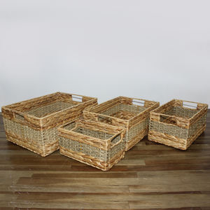 กล่องใส่ของขวัญสุดหรูทรงสี่เหลี่ยมผืนผ้า ตะกร้าของขวัญสปาแบบขายส่ง ตะกร้าเปล่าทำจากหวาย ตะกร้าของขวัญขนาดใหญ่แบบสั่งทำพิเศษ - Product Image 1