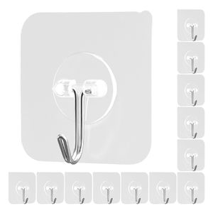 Confezione da 12 Ganci Autoadesivi in Acciaio Inossidabile Resistenti, Capacità Massima 15 Libbre, Gancio da Parete Adesivo per Borse, Asciugamani, Cappotti - Product Image 1