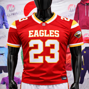 Maillot de football américain OEM, taille plus, séchage rapide, respirant, tissu 100% polyester, personnalisé, sublimé, brodé, pour joueur - Product Image 6