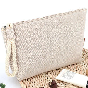 Elegante Bolsa de Cosméticos de Yute Ecológica con Cierre, Bolsa de Viaje para Guardar Maquillaje - Product Image 1