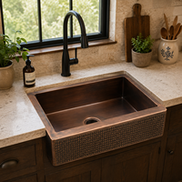 Évier de cuisine artisanal en cuivre antique, style ferme, à cuve unique, évier de préparation en cuivre pour bar, à encastrer sous plan, lavabo en cuivre fait main pour hôtels