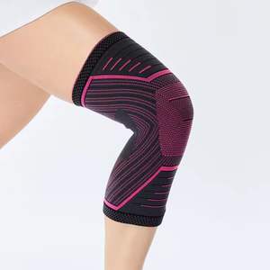 Wholesale Knitted Elastic <b>Knee</b> Pads <b>Knee</b> Support custom logo printing polyester Sleeve <b>Compression</b> Sports <b>Knee</b> Brace With Belt - Product Image 4