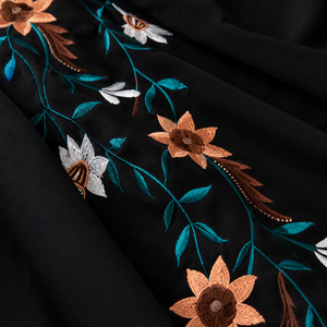 Luxury <b>Black</b> Floral Embroidered Abaya for Women Premium Modest Wear Open Front Arabic Dubai <b>Kaftan</b> Abaya - Product Image 5