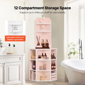 Mobiletto Angolare Alto 64 Pollici con 6 Ripiani, Unità Autoportante in Legno, Ripiani Regolabili, Porte USB e Prese Elettriche, Stile Piatto - Assemblato - Product Image 4
