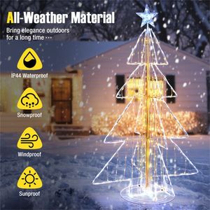 Albero di Natale Illuminato da 1,5m con 454 LED Scintillanti, Puntale a Stella e Protezione dalle Intemperie, Decorazione Festiva per Interni/Esterni - Product Image 5