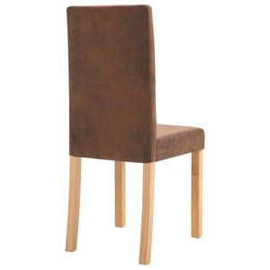 Juego de 4 Sillas de Comedor de Gamuza Sintética Marrón, Diseño Estándar de Madera Resistente - Product Image 6