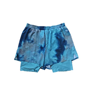 Pantalones cortos de compresión 2 en 1 de verano para mujer, secado rápido, estiramiento de cuatro vías, patrón sólido, logotipo personalizado para correr, entrenamiento, gimnasio - Product Image 1