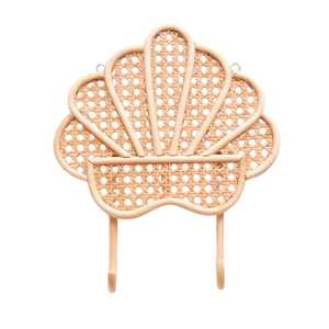 Premium Rattan Shell Wall Hook Kids Furniture Kids Room Handwoven Wicker Mesh Scallop Shell Shape <b>Clothes</b> Row Hook Wholesale - Product Image 2
