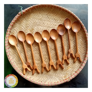 Cuchara de madera artesanal vintage con mango de rama de árbol, cuchara de madera de doble cabezal para condimentos - CARYLN - Product Image 1