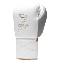 Fabrication en usine de gants de boxe de compétition de qualité supérieure blancs et argentés, en cuir de vache véritable, gants de boxe Fly.