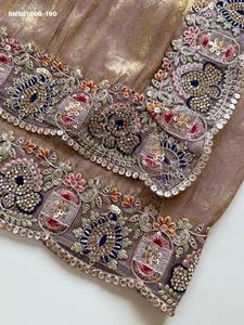 Sari en soie douce de qualité supérieure avec tissage jacquard intégré et bordure à motifs Zarkan-Multi Cording Sequence – Ensemble de mode féminine - Product Image 5