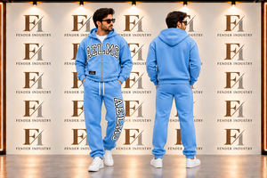 Ensemble de survêtement personnalisé pour homme en polaire avec sweat à capuche zippé et pantalon de jogging imprimé lettres, style streetwear, deux pièces, respectueux de l'environnement - Product Image 5