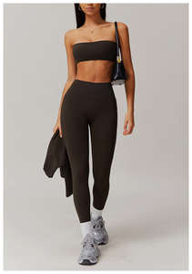 Ensemble de vêtements de sport trois pièces pour femmes, soutien-gorge de sport extensible bleu, sweat à capuche court et leggings, vêtements de fitness décontractés, coupe ajustée - Product Image 3
