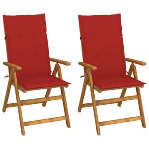 Ensemble de 2 chaises de jardin en bois d'acacia massif 100% polyester, rouge et marron, durables et élégantes - Product Image 1