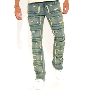 Jeans en denim décontractés pour hommes, coupe évasée haute, couleur foncée, vente en gros à prix bas, meilleur design, personnalisables, meilleures ventes, avec logo de marque personnalisé - Product Image 3
