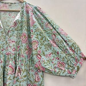 Vestido Casual Midi para Mujer, Tejido 100% Algodón, Estampado Floral Liso, Manga Corta, Cintura Imperio, Estilo Babydoll, Talla Grande - Product Image 3