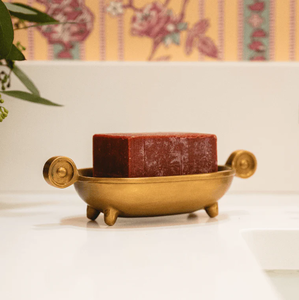 Soporte para Jabón en Barra de Latón, Diseño Exclusivo Hecho a Mano, Acabado Dorado Mate Pulido, Soporte para Jabón de Latón Sólido para Fregadero de Cocina - Product Image 1