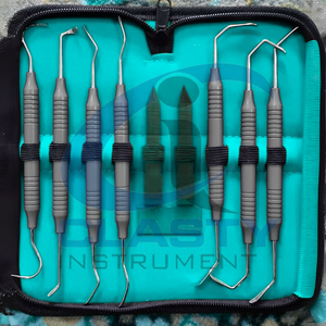 Ensemble d'instruments chirurgicaux dentaires manuels, poignée moletée noire, outils en acier inoxydable de classe I pour la chirurgie buccale, couleur personnalisée - Product Image 4