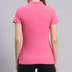เสื้อยืดแขนสั้นสีชมพูสำหรับผู้หญิง ผ้าฝ้ายเจอร์ซีย์ 100% เป็นมิตรกับสิ่งแวดล้อม ถักทอสีพื้น ระบายอากาศได้ดี แห้งเร็ว มีโลโก้ด้านหน้า สวมใส่สบายๆ - Product Image 3